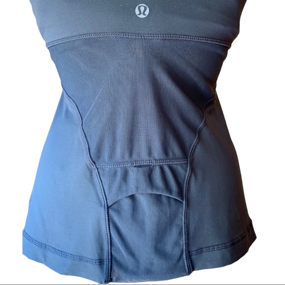 Lululemon Shelf Bra Tank Top with Criss Cross Back Size 6 in Grey - Picture 5 of 11